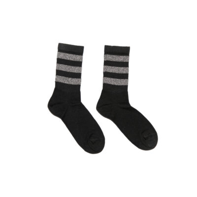 Calza donna Righe orizzontali  Nero Argento