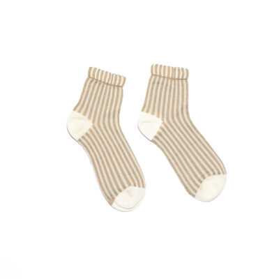Calza donna Righe verticali Panna Oro