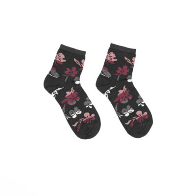 Calza donna Foglie Nero